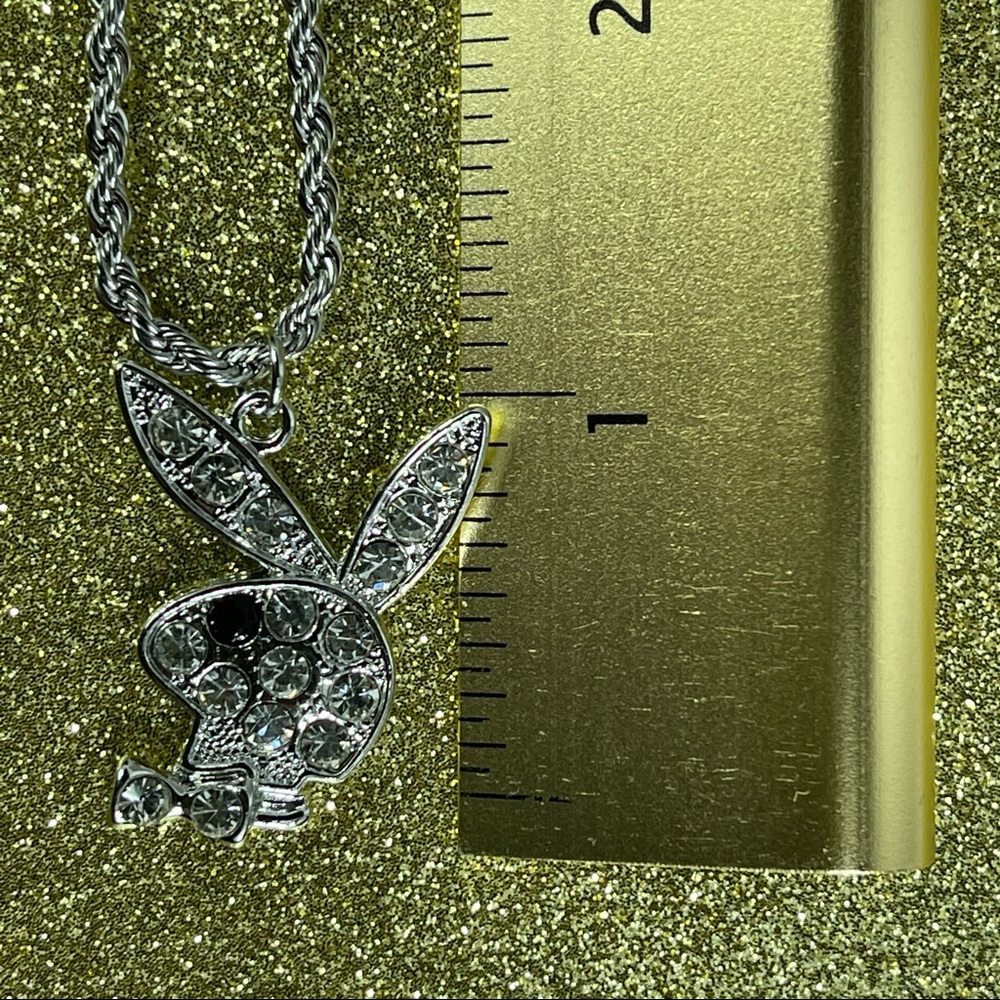 Rhinestone Rabbit Pendant & Necklaces Twist Chain - Picture 3 of 7